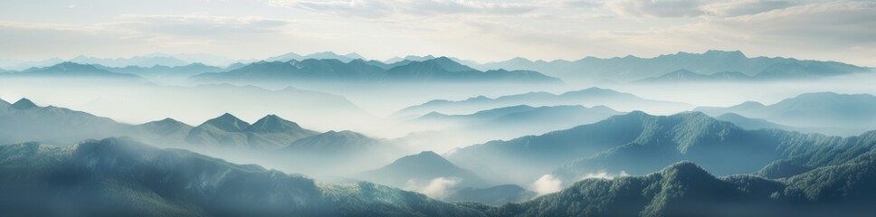 Fototapeta premium Majestic Peaks Shrouded in Mystical Mist