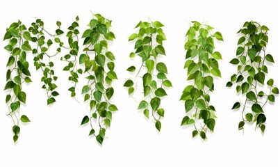 Devil's ivy, collection of beautiful climbing plants, isolated on white background, Generative AI - obrazy, fototapety, plakaty