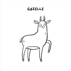 Cute educational card coloring book African gazelle