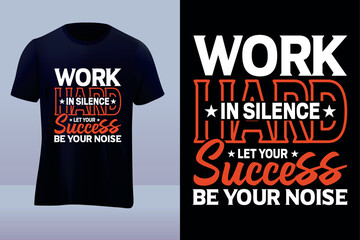 Hard work motivational vector tshirt design - obrazy, fototapety, plakaty