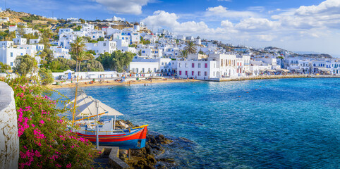 View of Mykonos Town Chora, Mykonos island in Greece Cyclades - 677055395