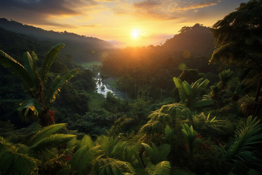 photo of the sunrise over the Balinese forest