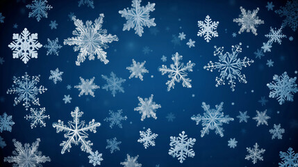 Fototapeta na wymiar elegant and intricate snowflake mosaic, with each snowflake featuring a unique design, set against a deep blue or black background, creating a sophisticated and festive holiday theme