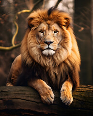 Fototapeta premium Portrait of a big male lion in the wild. Wildlife scene from Africa.