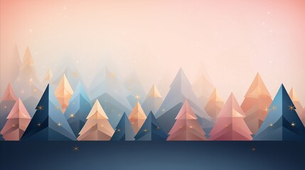 a modern, minimalist Christmas background, with clean lines and geometric shapes forming abstract Christmas trees and stars - obrazy, fototapety, plakaty