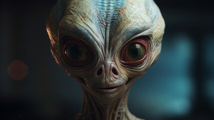 portrait of an alien creature, copy space, 16:9