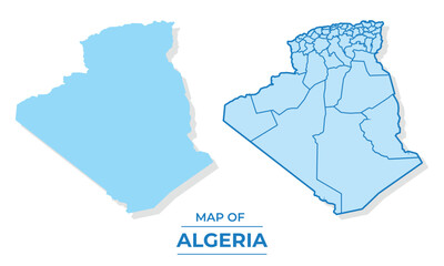 Vector Algeria map set simple flat and outline style illustration
