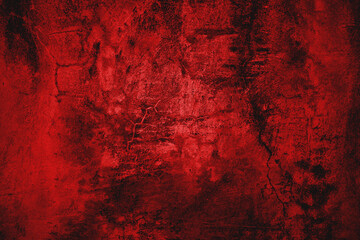 Red grunge wall texture. Red and black horror background. - obrazy, fototapety, plakaty