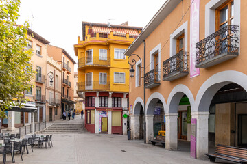 Aranda de Duero, Spain - October 12, 2023: buildings of the historic center of the city of Aranda...