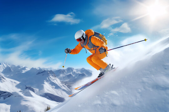 skier in the mountain, AI generated