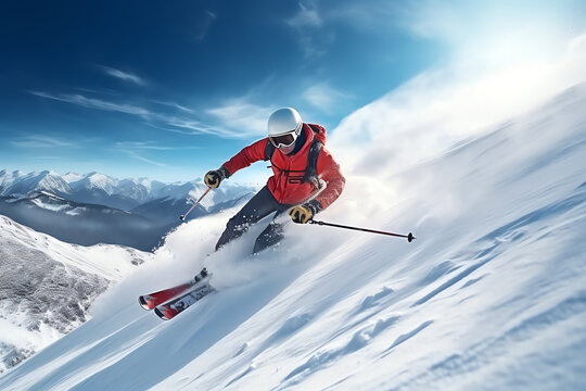 skier in the white mountain, AI generated