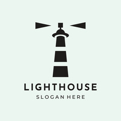 lighthouse black vintage logo vector minimalist illustration design