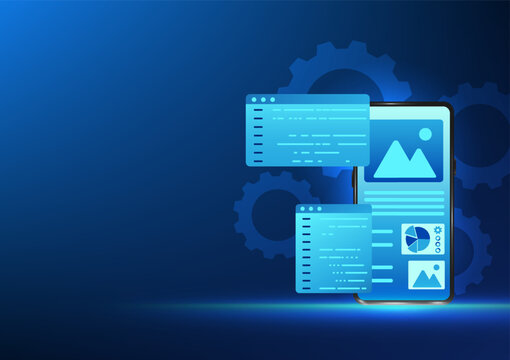 Software development technology Smartphone display screen, a screen that shows code command information, refers to software that has code command to execute commands into the mobile phone.