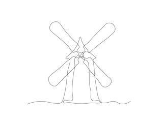 Abstract Windmill Continuous One Line Art Hand Drawing Sketch