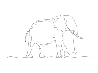 Abstract Elephant Continuous One Line Art Hand Drawing Sketch