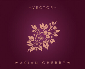 Sophisticated Maroon Cherry Blossom Vector Design