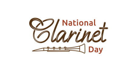 National Clarinet Day handwritten text calligraphy vector illustration. Great for posters, banners, brochures, and flyers