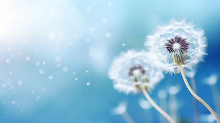 Macro Dandelion at Blue Background - Nature Photography Close-Up