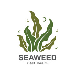 Seaweed Logo Design, Underwater Plant Illustration, Cosmetics And Food Ingredients - obrazy, fototapety, plakaty