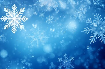 Icy blue snowflakes background. Frozen beautiful crystal winter season backdrop. Generate ai