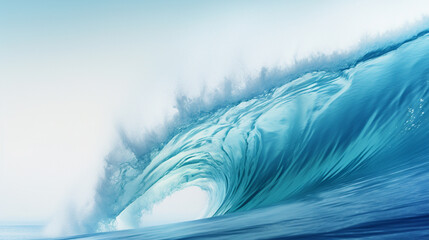 Fototapeta na wymiar a large wave in the blue ocean