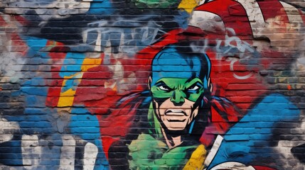 Superhero Graffiti Seamless Tiled Texture