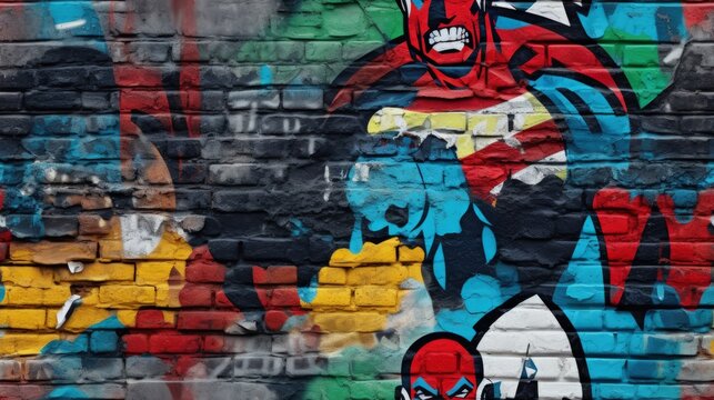 Superhero Graffiti Seamless Tiled Texture