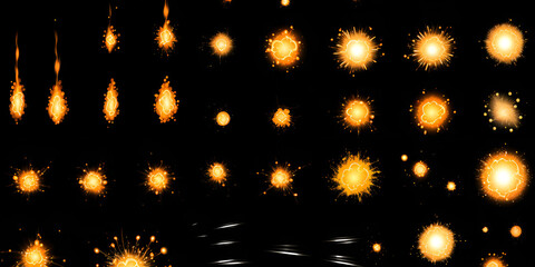 Explosive Elegance, Explosion Animation sprite sheet of Fiery Blast or bomb explosion sequence on pure black background generative AI - obrazy, fototapety, plakaty