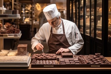 culinary craftsmanship of a parisian chocolateur - obrazy, fototapety, plakaty