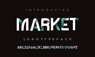 Market Modern abstract digital alphabet font. Minimal technology typography, Creative urban sport fashion futuristic font and with numbers. vector illustration - obrazy, fototapety, plakaty