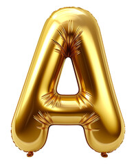 letter a golden balloon isolated on transparent background, generative ai - obrazy, fototapety, plakaty