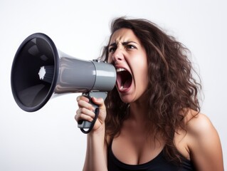 woman shouting through megaphone
