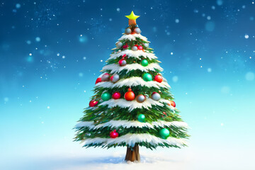 Christmas Tree Bokeh Lights Background: Festive Illumination