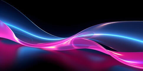 neon light track abstract, in the style of light magenta and dark aquamarine, curvilinear, rounded