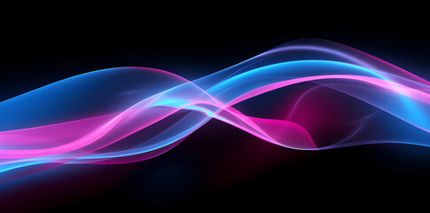 neon lines light trail effect, in the style of dark magenta and light azure, art nouveau curves, rollerwave, light black and pink, 3d, colourful, rounded