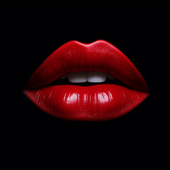 Woman red lips isolated on dark background, Lips wallpapers