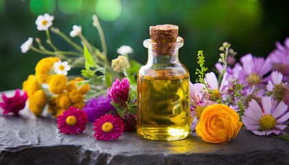 Obraz na płótnie Canvas Essential Herbal Oils for Homeopathy or Aromatherpahy