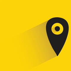 map pin with shadow on yellow background