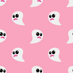 Cartoon ghost vector seamless pattern background.
