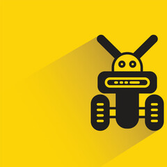 cute robot with shadow on yellow background