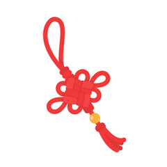 Chinese tassels. Red ropes woven into knots used for Chinese New Year decorations.