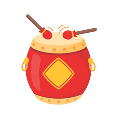 Chinese drum. A drum and sticks used to make a loud sound. Celebrating Chinese New Year