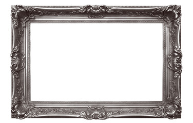Rectangular silver frame with a decorative pattern, cut out