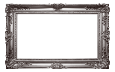 Rectangular silver frame with a decorative pattern, cut out