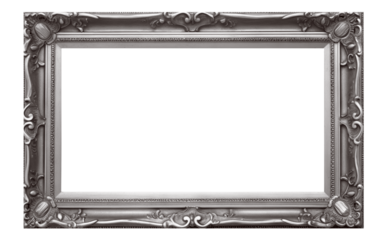 Rectangular silver frame with a decorative pattern, cut out