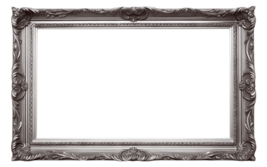 Rectangular silver frame with a decorative pattern, cut out