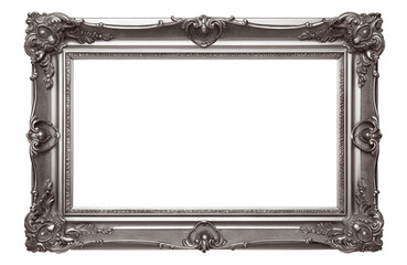 Rectangular silver frame with a decorative pattern, cut out