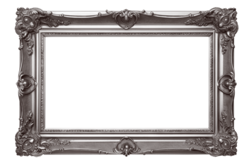Rectangular silver frame with a decorative pattern, cut out