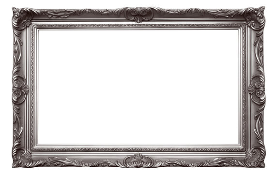 Rectangular silver frame with a decorative pattern, cut out
