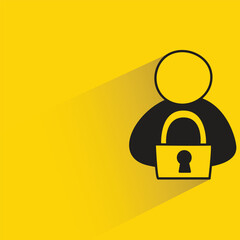 user and encryption key with shadow on yellow background